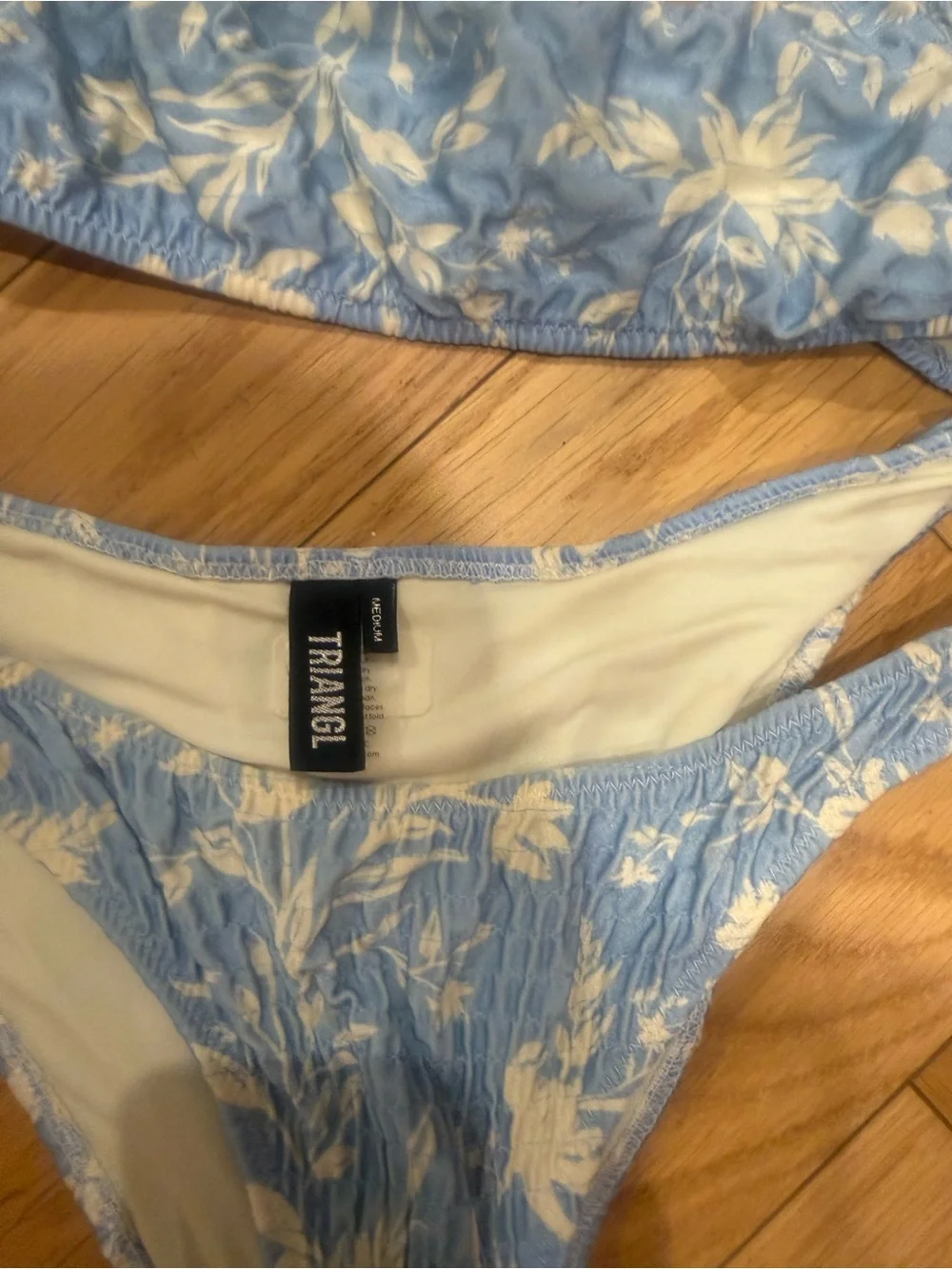 triangl swimwear Light Blue Floral Smocked Bikini Set